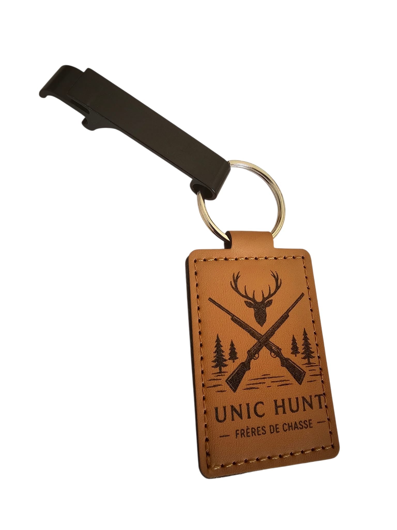 Décapsuleur+porte clé cuir « frères de chasse »