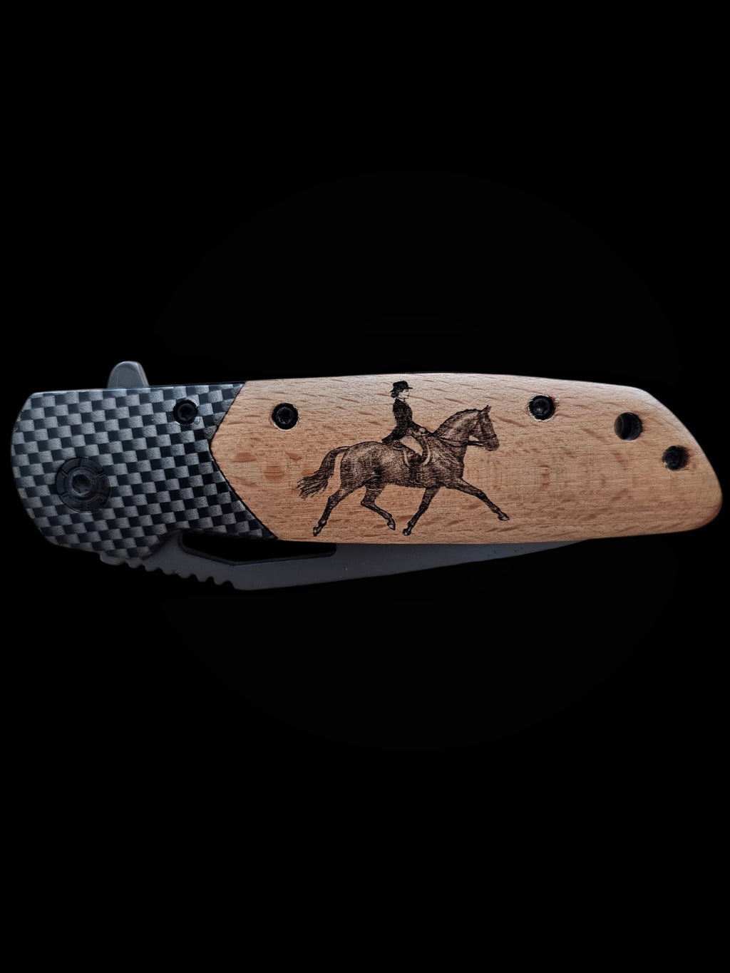 Cadeau parfait pour chasseur - Couteau gravé - cavalière - personnalisé