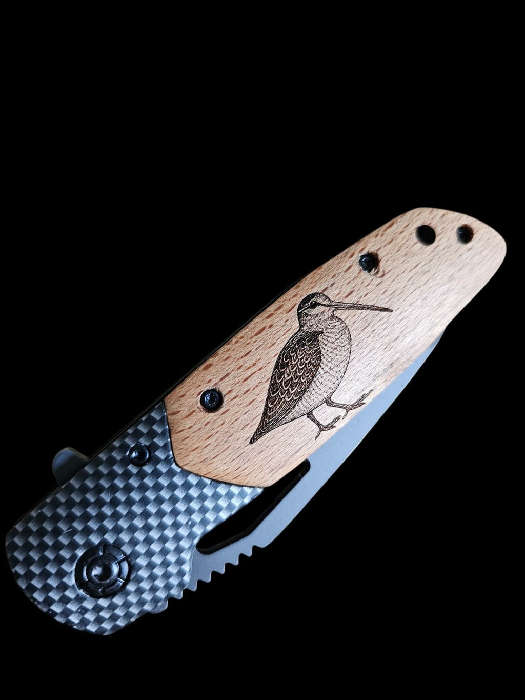 Le cadeau parfait pour chasseur – Couteau gravé Bécasse personnalisé