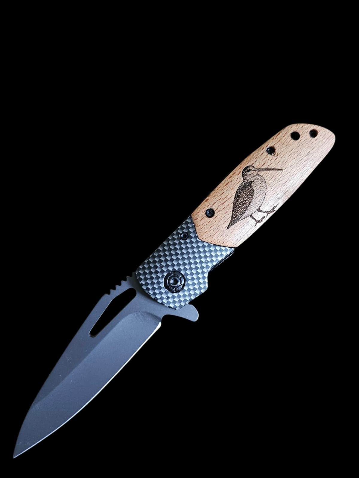 Le cadeau parfait pour chasseur – Couteau gravé Bécasse personnalisé