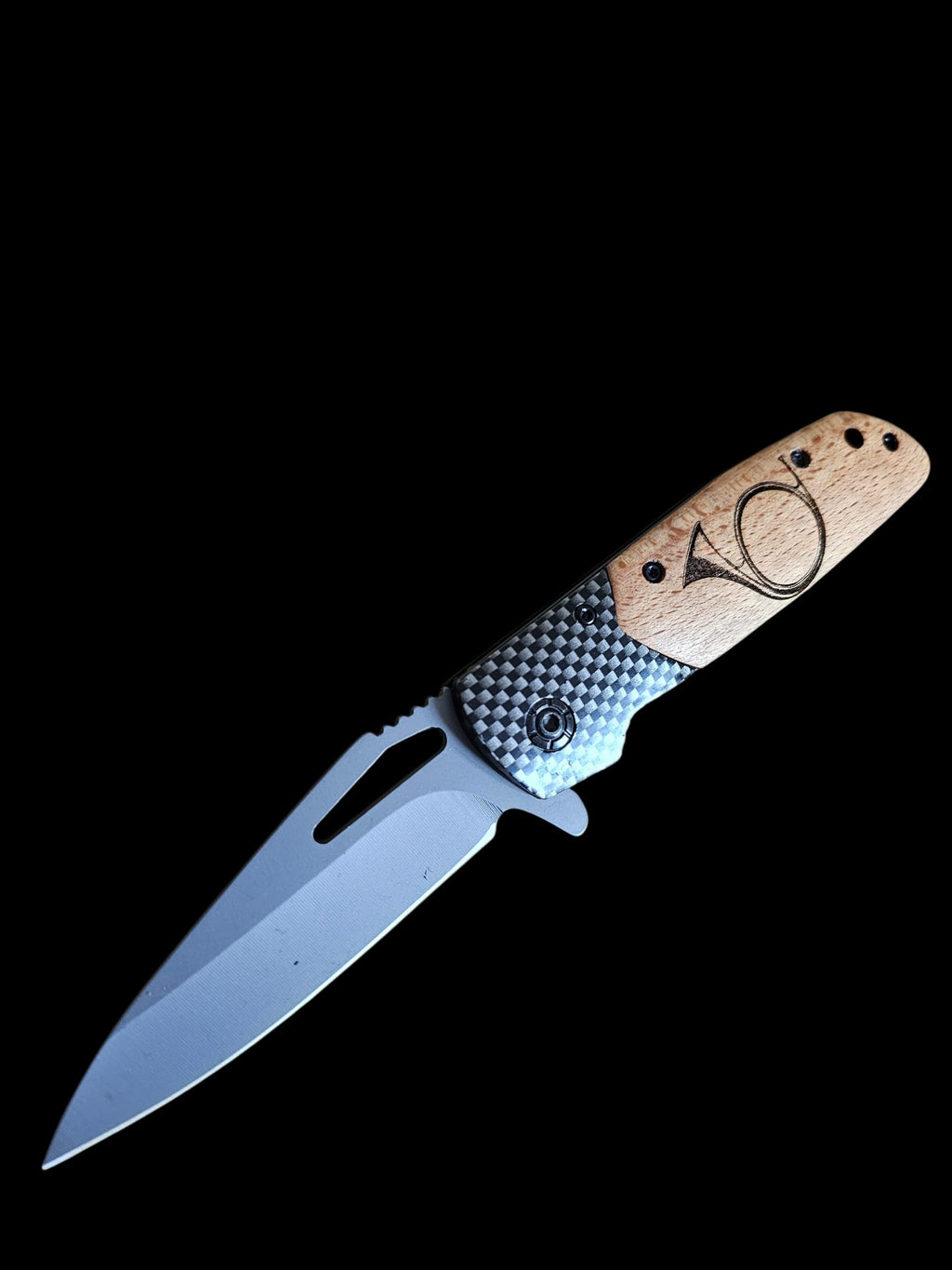 Couteau gravé TROMPE DE CHASSE