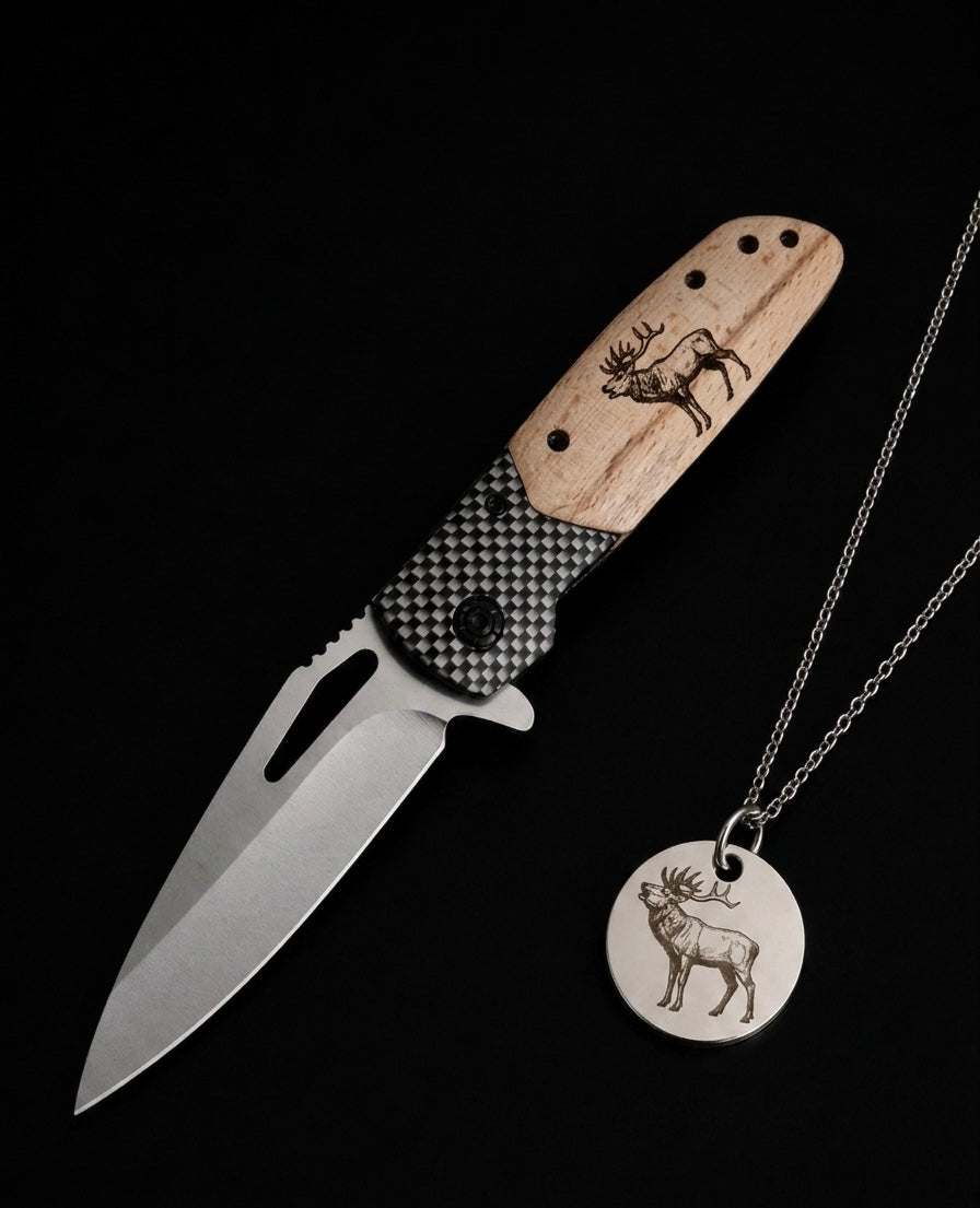 personnalisable couteau personnalisable chasse outdoor hunting unic hunt bijoux